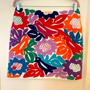 J. Marie Multi Colored Embroidered Mini Skirt